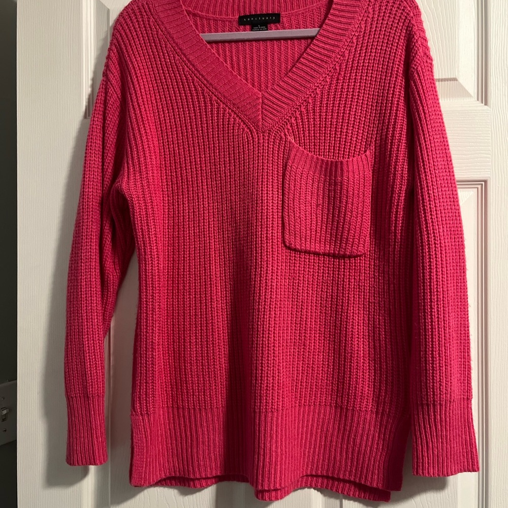 Women's Pink V-Neck Sweater